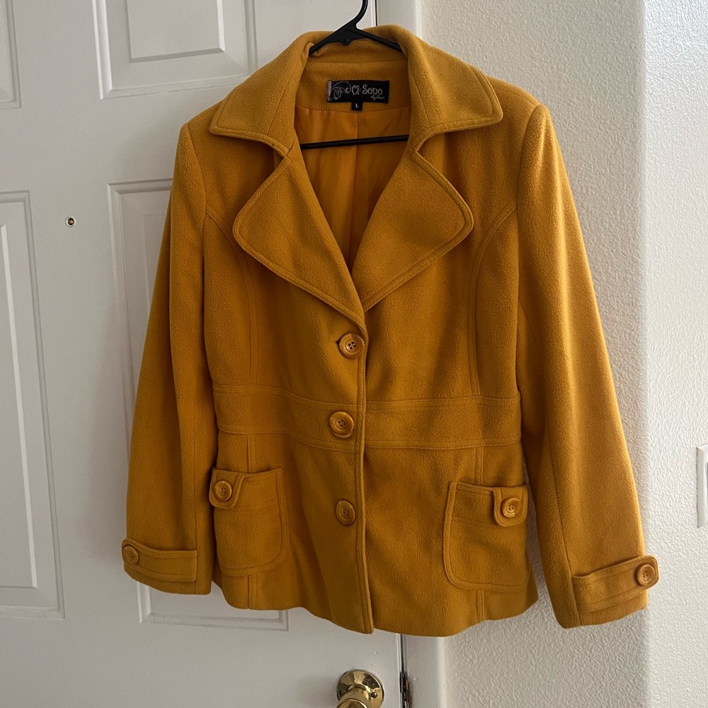 Ci Sono Women's Yellow Pea Coat